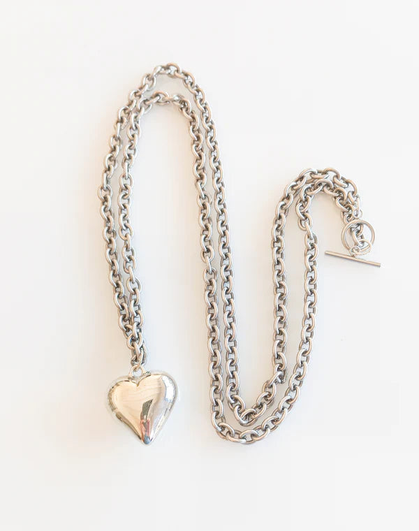 נעמה ברוש שרשרת לב ענק זהב וכסף